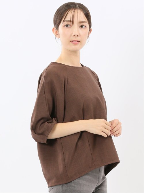 麻調合繊 コクーン半袖ブラウス