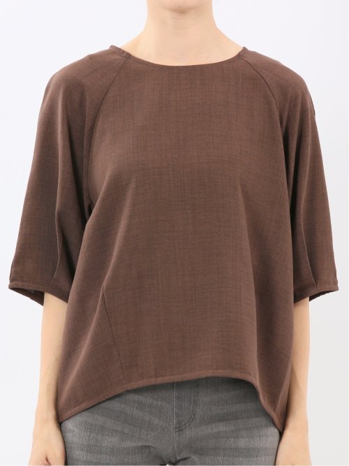 麻調合繊 コクーン半袖ブラウス