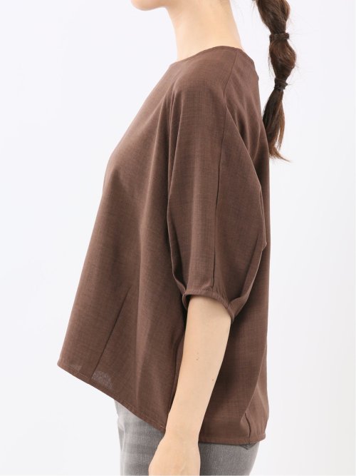 麻調合繊 コクーン半袖ブラウス