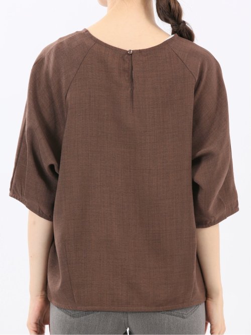 麻調合繊 コクーン半袖ブラウス