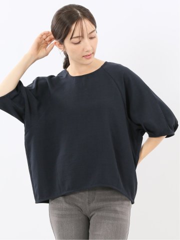 麻調合繊 コクーン半袖ブラウス