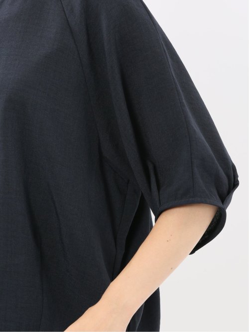 麻調合繊 コクーン半袖ブラウス