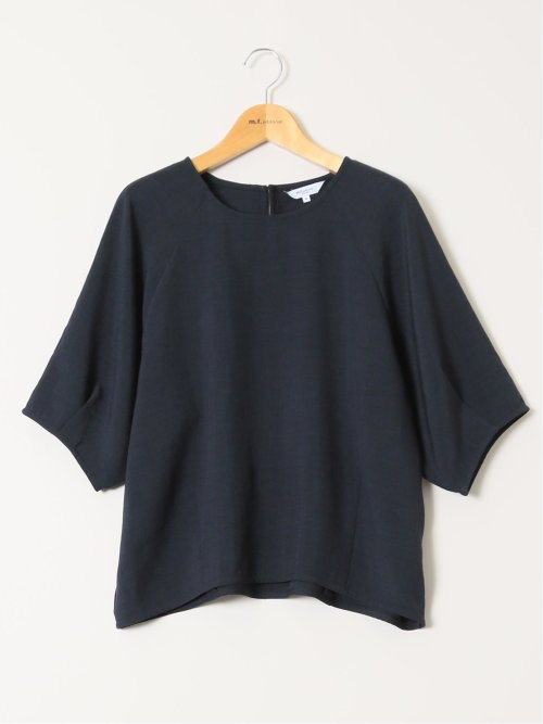 麻調合繊 コクーン半袖ブラウス