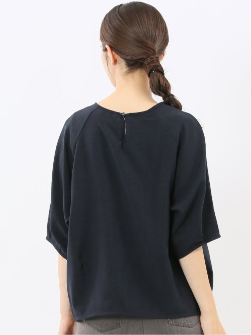 麻調合繊 コクーン半袖ブラウス