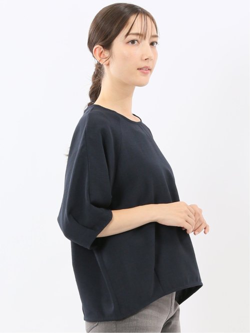 麻調合繊 コクーン半袖ブラウス