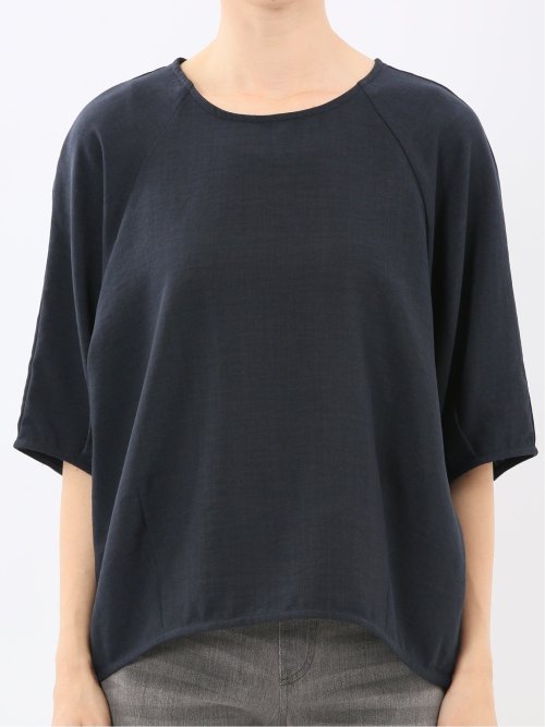 麻調合繊 コクーン半袖ブラウス