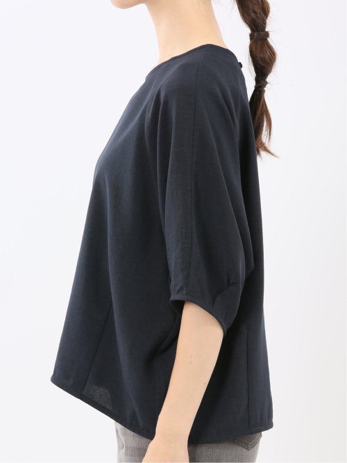 麻調合繊 コクーン半袖ブラウス