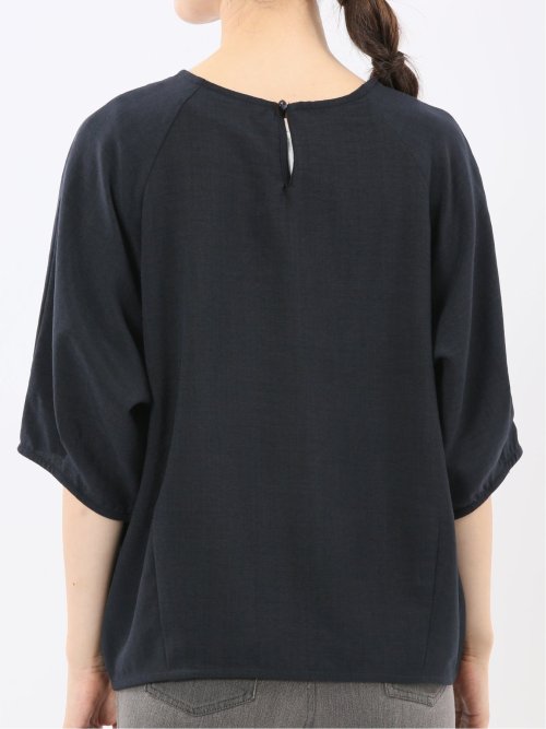 麻調合繊 コクーン半袖ブラウス