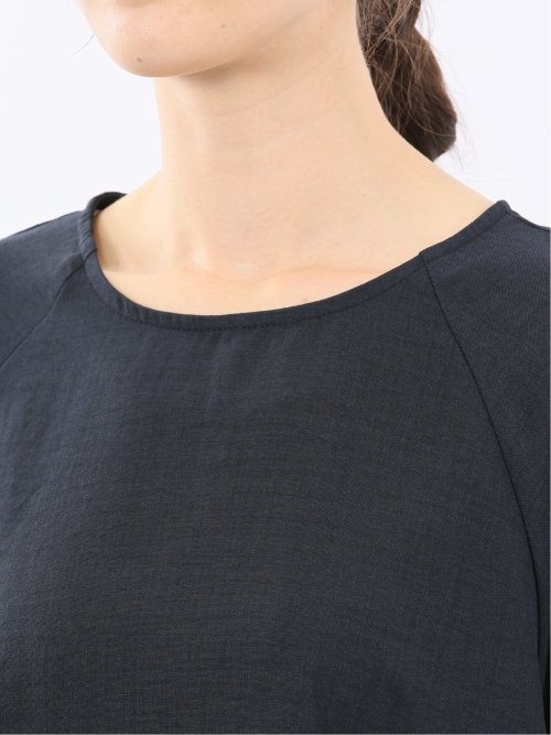 麻調合繊 コクーン半袖ブラウス