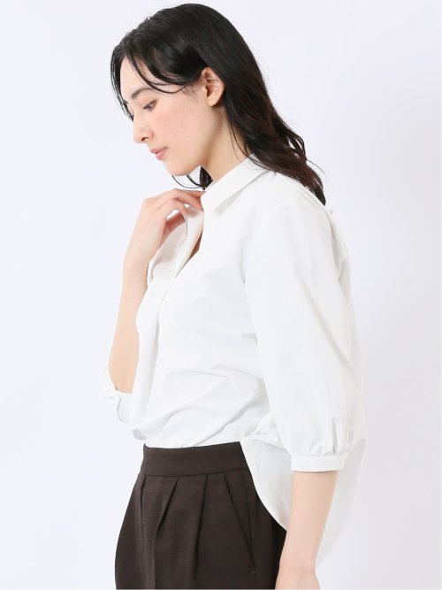 汗染み防止 UVカット 防シワ 7分袖 スキッパー ブラウス