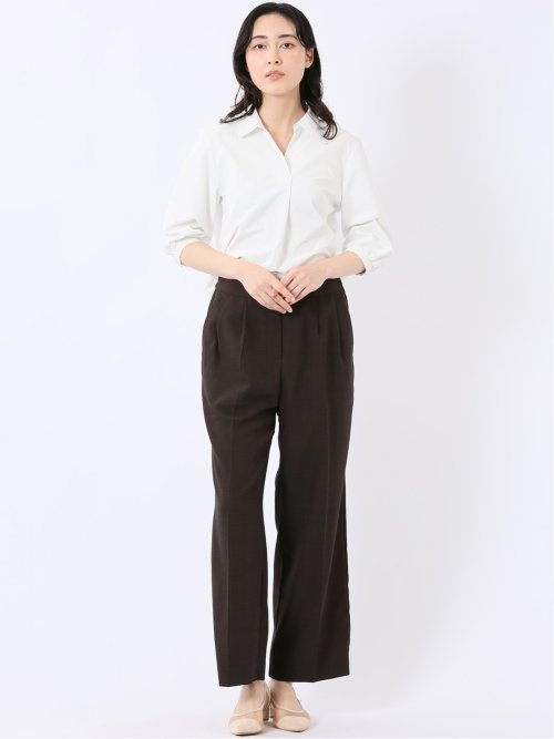 汗染み防止 UVカット 防シワ 7分袖 スキッパー ブラウス
