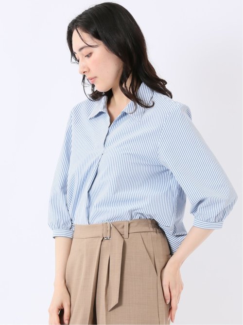 汗染み防止 UVカット 防シワ 7分袖 スキッパー ブラウス