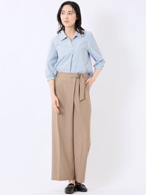 汗染み防止 UVカット 防シワ 7分袖 スキッパー ブラウス