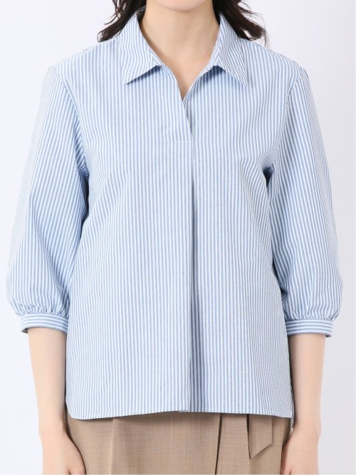 汗染み防止 UVカット 防シワ 7分袖 スキッパー ブラウス