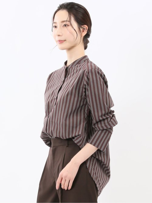 マオカラー 長袖ブラウス