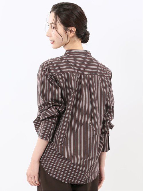 マオカラー 長袖ブラウス