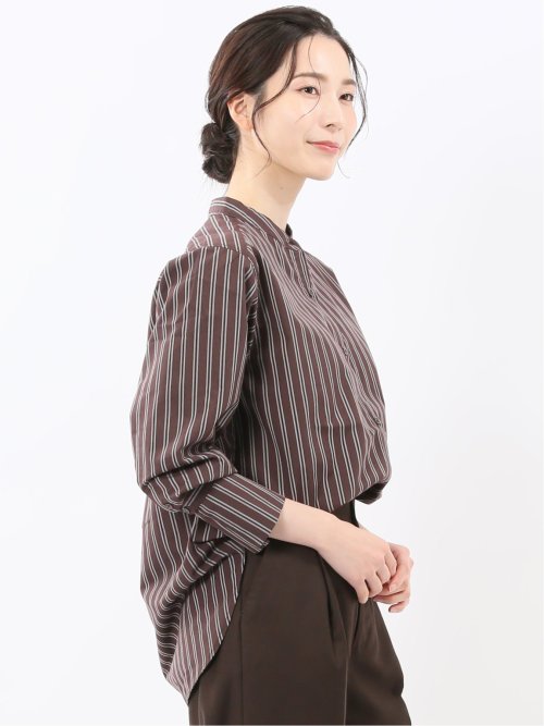 マオカラー 長袖ブラウス