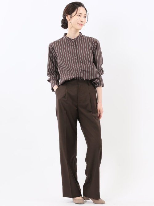 マオカラー 長袖ブラウス