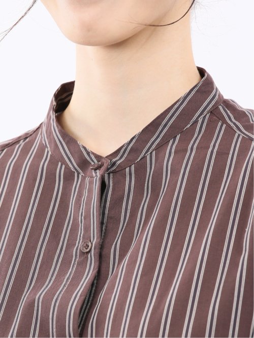 マオカラー 長袖ブラウス