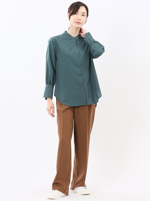 マオカラー 長袖ブラウス