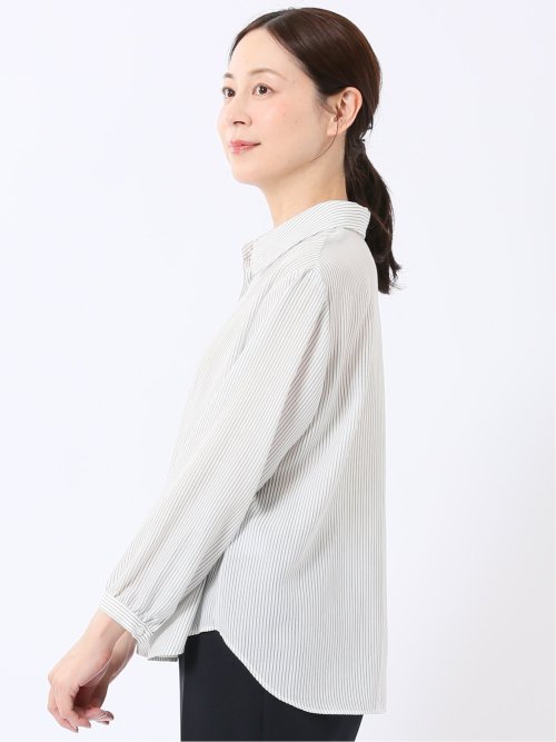 ブラウス レディース 長袖 軽量 UV 前開き レギュラーカラー シャツ ややゆったり