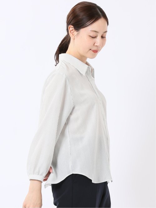 ブラウス レディース 長袖 軽量 UV 前開き レギュラーカラー シャツ ややゆったり