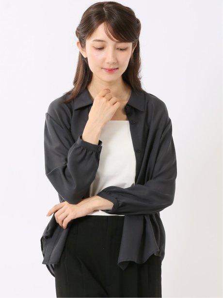 ブラウス レディース 長袖 軽量 UV 前開き レギュラーカラー シャツ ややゆったり