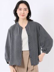 軽量 UVカット 防シワ バンドカラー 7分袖 ブラウス レディース