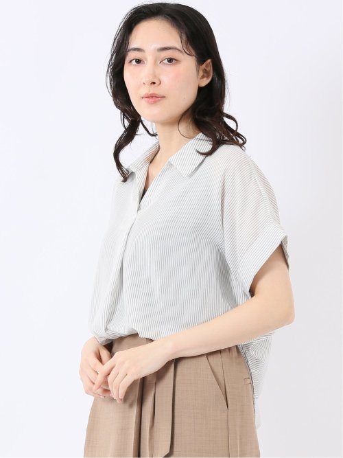軽量 UVカット 防シワ スキッパー 半袖 プルオーバー ブラウス レディース