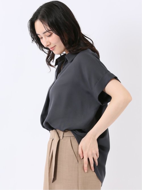 軽量 UVカット 防シワ スキッパー 半袖 プルオーバー ブラウス レディース