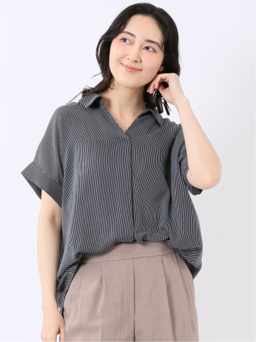 軽量 UVカット 防シワ スキッパー 半袖 プルオーバー ブラウス レディース