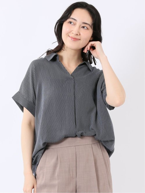 軽量 UVカット 防シワ スキッパー 半袖 プルオーバー ブラウス レディース