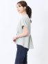 麻調合繊 バンドカラー 半袖ブラウス（セットアップ可能）