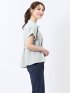麻調合繊 バンドカラー 半袖ブラウス（セットアップ可能）