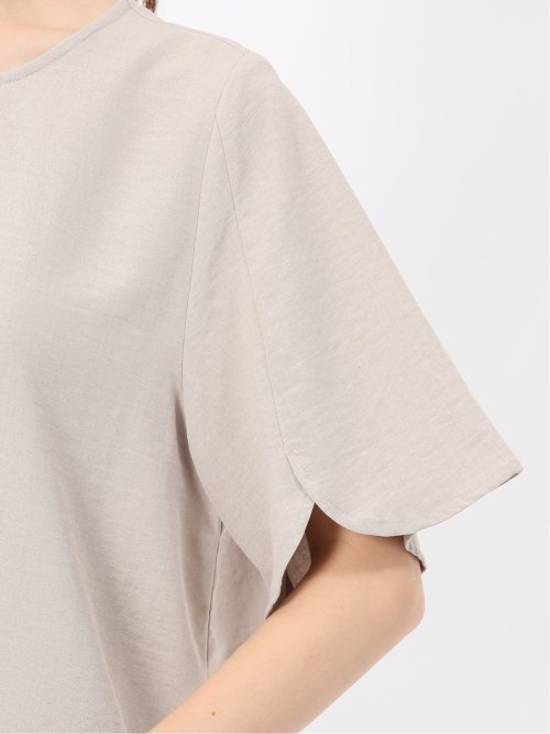 麻調合繊 プルオーバー 半袖ブラウス(セットアップ可能)