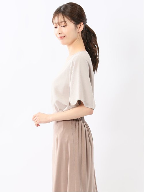 麻調合繊 プルオーバー 半袖ブラウス(セットアップ可能)