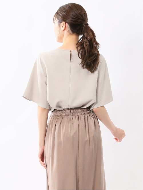 麻調合繊 プルオーバー 半袖ブラウス(セットアップ可能)