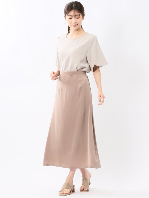 麻調合繊 プルオーバー 半袖ブラウス(セットアップ可能)