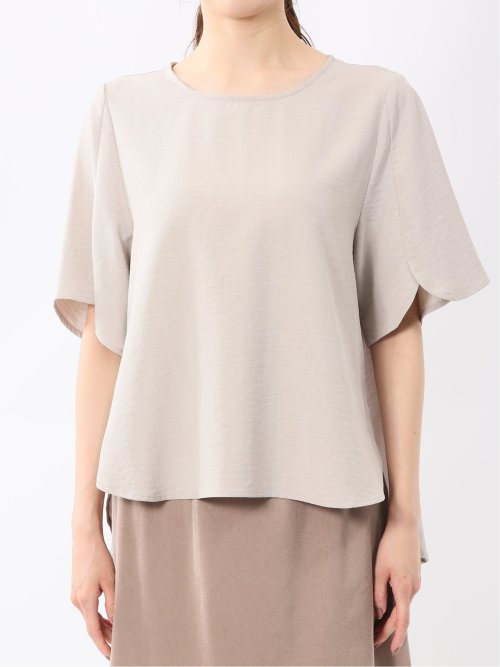 麻調合繊 プルオーバー 半袖ブラウス(セットアップ可能)