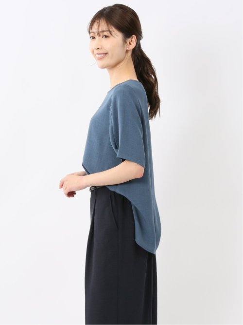 麻調合繊 プルオーバー 半袖ブラウス(セットアップ可能)