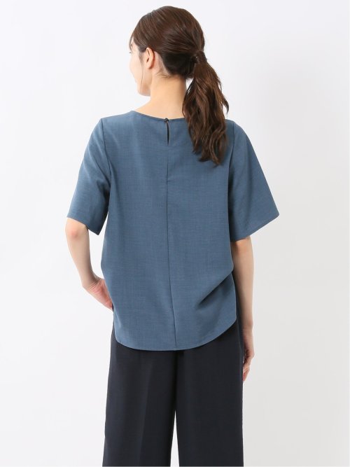 麻調合繊 プルオーバー 半袖ブラウス(セットアップ可能)