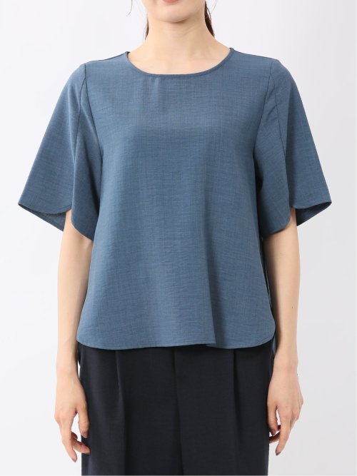 麻調合繊 プルオーバー 半袖ブラウス(セットアップ可能)