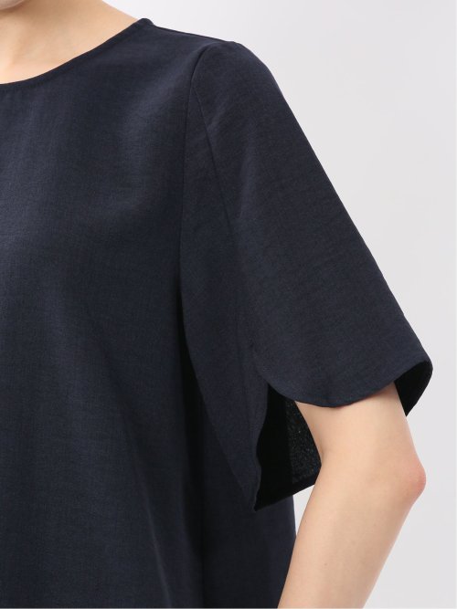 麻調合繊 プルオーバー 半袖ブラウス(セットアップ可能)