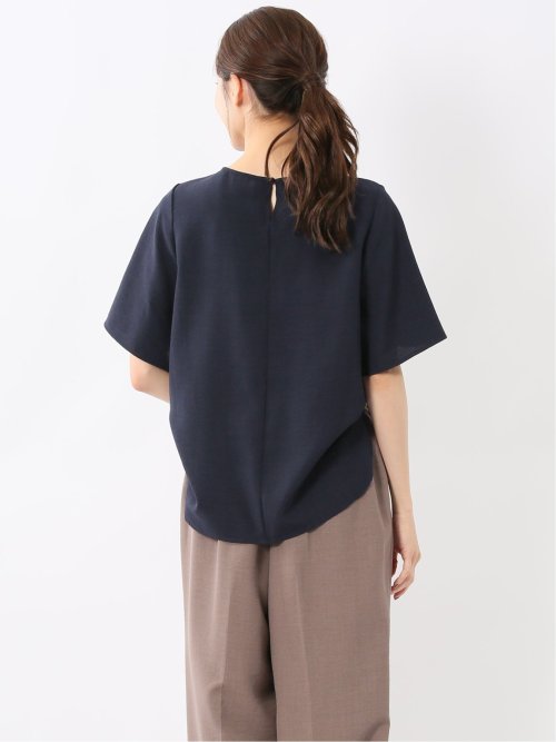 麻調合繊 プルオーバー 半袖ブラウス(セットアップ可能)