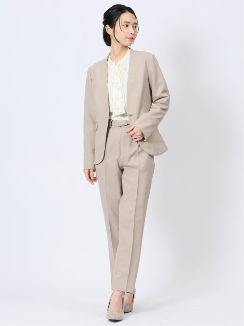 ラッフルフリル バンドカラー 8分袖プルオーバーブラウス