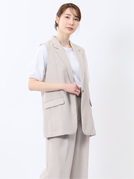 麻調合繊 テーラード ロングジレ（セットアップ可能）