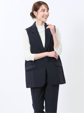 麻調合繊 テーラード ロングジレ（セットアップ可能）