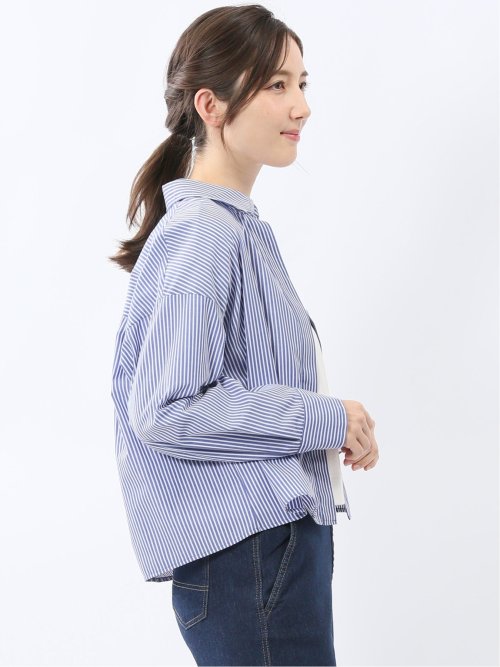 クロップド 比翼長袖ブラウス