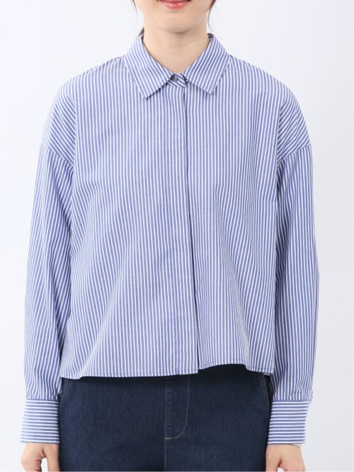 クロップド 比翼長袖ブラウス