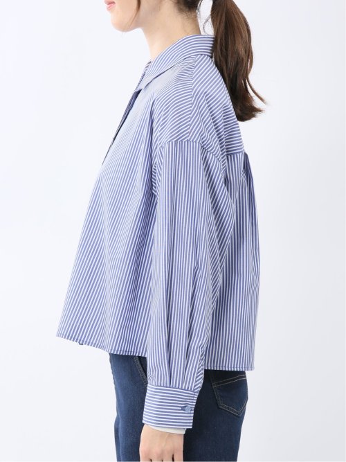 クロップド 比翼長袖ブラウス